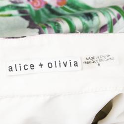 Alice + Olivia Multicolor Printed Cotton High Waist Midi Skirt M