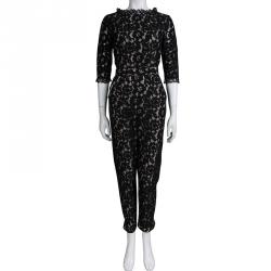 Alice by Temperley Black Lace Belted Jumpsuit M