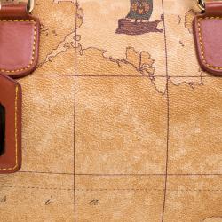 Alviero Martini 1A Classe Beige Geo Print Coated Canvas Satchel
