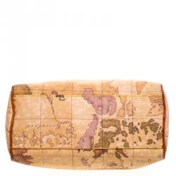Alviero Martini 1A Classe Beige Geo Print Coated Canvas Satchel