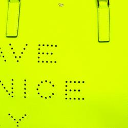 Pre Owned Anya Hindmarch Neon Green Leather Maxi Ebury Have A Nice Day Tote