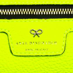 Pre Owned Anya Hindmarch Neon Green Leather Maxi Ebury Have A Nice Day Tote