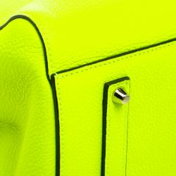 Pre Owned Anya Hindmarch Neon Green Leather Maxi Ebury Have A Nice Day Tote