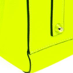 Pre Owned Anya Hindmarch Neon Green Leather Maxi Ebury Have A Nice Day Tote