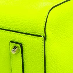 Pre Owned Anya Hindmarch Neon Green Leather Maxi Ebury Have A Nice Day Tote