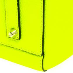 Pre Owned Anya Hindmarch Neon Green Leather Maxi Ebury Have A Nice Day Tote