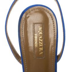 مملوكة مسبقًا Aquazzura Cobalt Blue Fringed Suede Wild Thing Tasseled Ankle Wrap Sandals Size 39