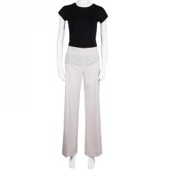 Pre Owned Armani Collezioni Beige Wool Wide Leg Pants M