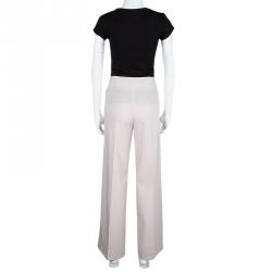 Pre Owned Armani Collezioni Beige Wool Wide Leg Pants M