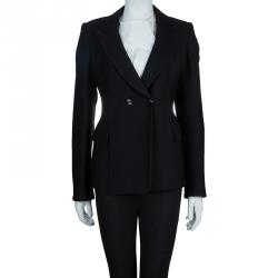 Pre Owned Armani Collezioni Black Notched Collar Blazer L