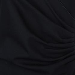 Pre Owned Armani Collezioni Black Knit Ruched Short Sleeve Overlap Dress M