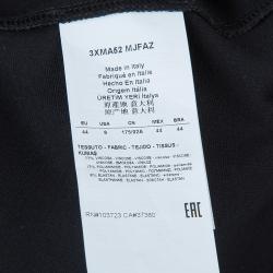 Pre Owned Armani Collezioni Black Knit Ruched Short Sleeve Overlap Dress M