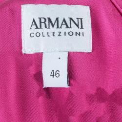 Pre Owned فستان أرماني كوليزيوني حرير وردي بخصر مطاطي وأكمام قصيرة L