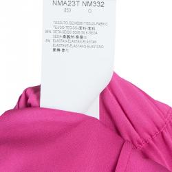 Pre Owned فستان أرماني كوليزيوني حرير وردي بخصر مطاطي وأكمام قصيرة L