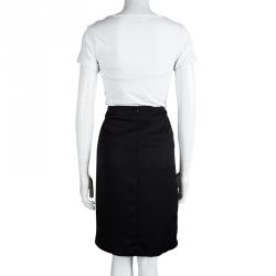 Pre Owned Armani Collezioni Black Draped Knee Length Skirt M