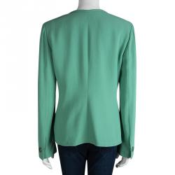 Armani Collezioni Pastel Green Ruched Detail Zip Front Jacket L