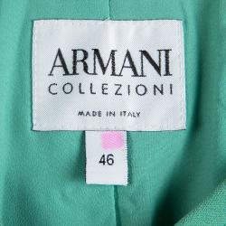 Armani Collezioni Pastel Green Ruched Detail Zip Front Jacket L