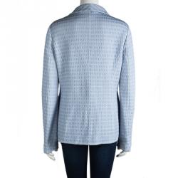 Pre Owned Armani Collezioni Blue Embossed Jacquard Jacket L