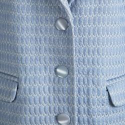 Pre Owned Armani Collezioni Blue Embossed Jacquard Jacket L