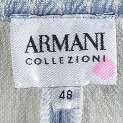 Pre Owned Armani Collezioni Blue Embossed Jacquard Jacket L
