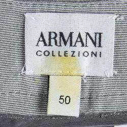 Pre Owned Armani Collezioni Grey Linen Wide Leg Trousers XL