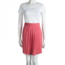 Pre Owned شورت أرماني كوليزيوني حرير وردي بطيات مزينة L