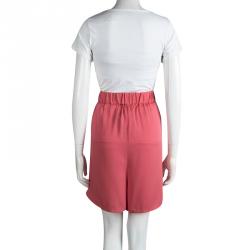 Pre Owned شورت أرماني كوليزيوني حرير وردي بطيات مزينة L