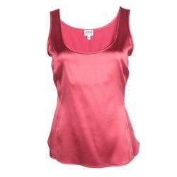مملوكة مسبقًا Armani Collezioni Pink Silk Sleeveless Top M