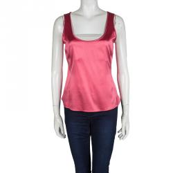 مملوكة مسبقًا Armani Collezioni Pink Silk Sleeveless Top M