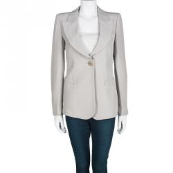 Pre Owned Armani Collezioni Grey Notched Collar Tailored Blazer M