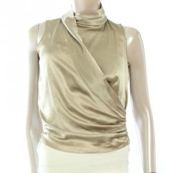 Pre Owned Armani Collezioni Beige Silk Wrap Top S