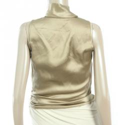 Pre Owned Armani Collezioni Beige Silk Wrap Top S