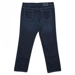 مملوكة مسبقًا Armani Collezioni Indigo Dark Wash Faded Effect Denim Boot Cut Jeans L