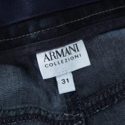 مملوكة مسبقًا Armani Collezioni Indigo Dark Wash Faded Effect Denim Boot Cut Jeans L