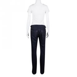 Pre Owned Armani Collezioni Indigo Dark Wash Denim Buckle Detail Straigh Fit Jeans M