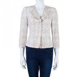 Pre Owned Armani Collezioni Beige White Jacket S
