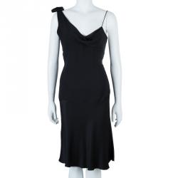 مملوكة مسبقًا Armani Collezioni Black Satin Sleeveless Dress M