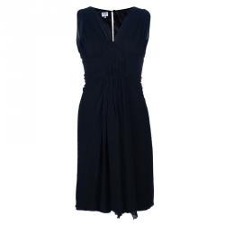 Pre Owned Armani Collezioni Black Sleeveless Gathered Dress M