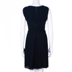 Pre Owned Armani Collezioni Black Sleeveless Gathered Dress M