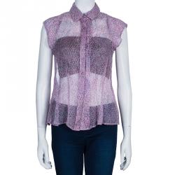 Pre Owned Armani Collezioni Floral Chiffon Top M