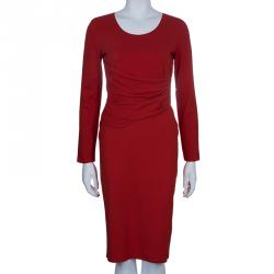 Pre Owned Armani Collezioni Red Draped Dress S