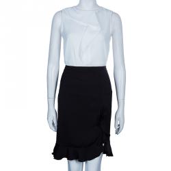 مملوكة مسبقًا Armani Collezioni Black Silk Ruffle Skirt M