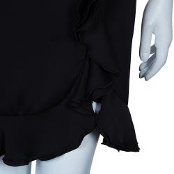 مملوكة مسبقًا Armani Collezioni Black Silk Ruffle Skirt M