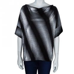 مملوكة مسبقًا توب أرماني كوليزيوني كم قصير فضي وأسود L