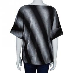 مملوكة مسبقًا توب أرماني كوليزيوني كم قصير فضي وأسود L