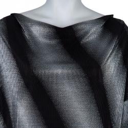 مملوكة مسبقًا توب أرماني كوليزيوني كم قصير فضي وأسود L