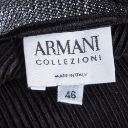 مملوكة مسبقًا توب أرماني كوليزيوني كم قصير فضي وأسود L