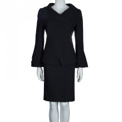 Pre Owned Armani Collezioni Black Striped Skirt Suit M