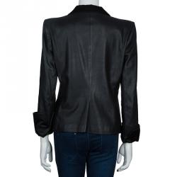 Pre Owned جاكيت أرماني كوليزيوني روز جلد أسود L