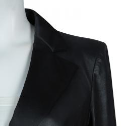 Pre Owned جاكيت أرماني كوليزيوني روز جلد أسود L